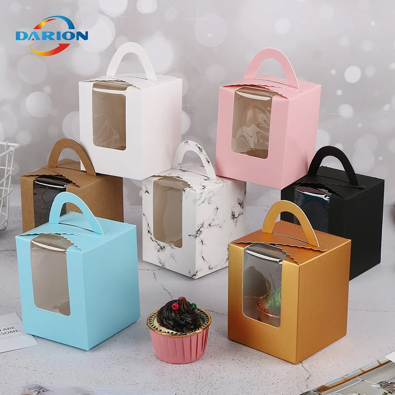customised handle clear paper cardboard muffin cup cake paper