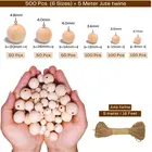 Beads Wooden 500Pcs Unfinished Wood Beads Set Wooden Beads With Jute Twine For DIY Crafting