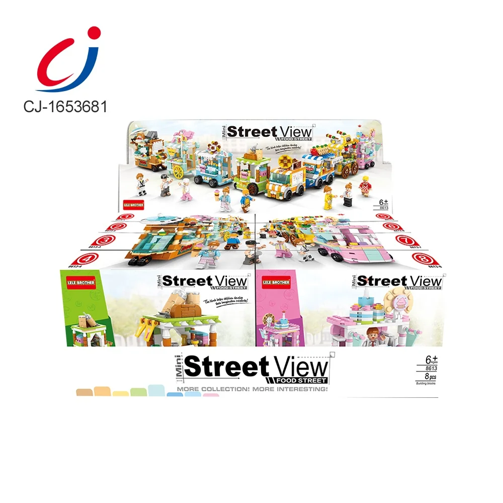 Diy Creative Building Educational Block Toys, Mini Street Snack Block Plastic Block Toys For Kids