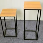 Metal Wood Table Metal Free Standing Set Of 2 Black Metal Matte Frame Solid Wood Nesting Side Table