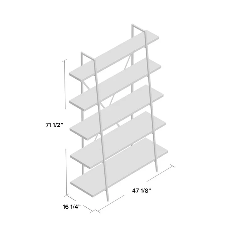 Wood Metal Home Office Shelf 5 Layer Ladder Decorate Display Book Rack