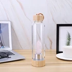 Bottle For Gift Glass Drinking Bottle Healing Water Bottle Crystal Gemstone With Bamboo Lid For Gift