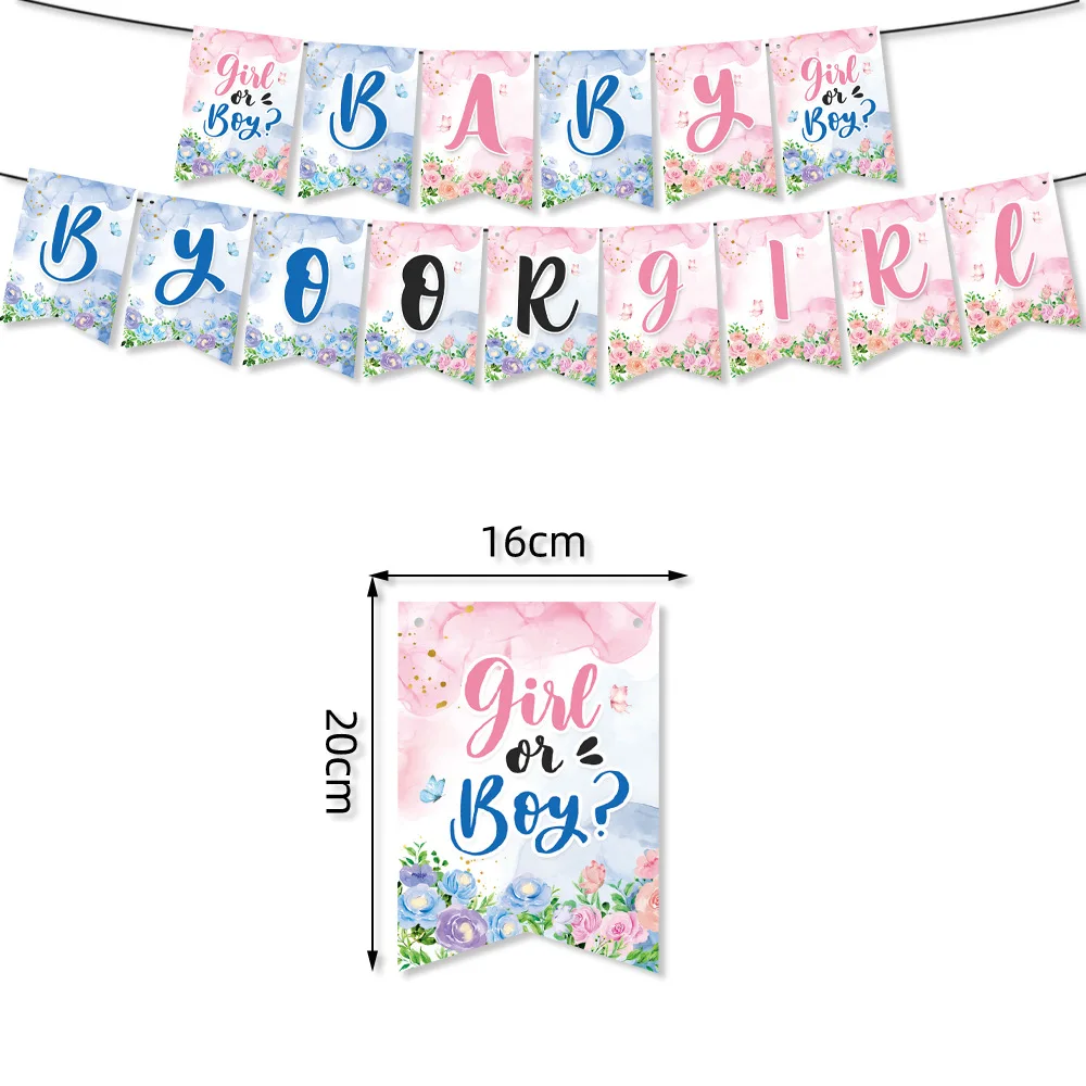 Boy or girl Gender reveal Boy girl party theme pull flag balloon set baby shower party decoration