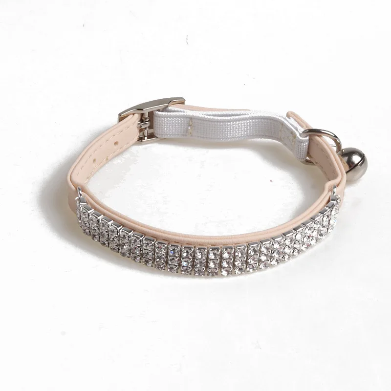 Wholesale Rhinestone Dog Cat Collar High Quality Pu Leather Puppy Cat Collar with Bell