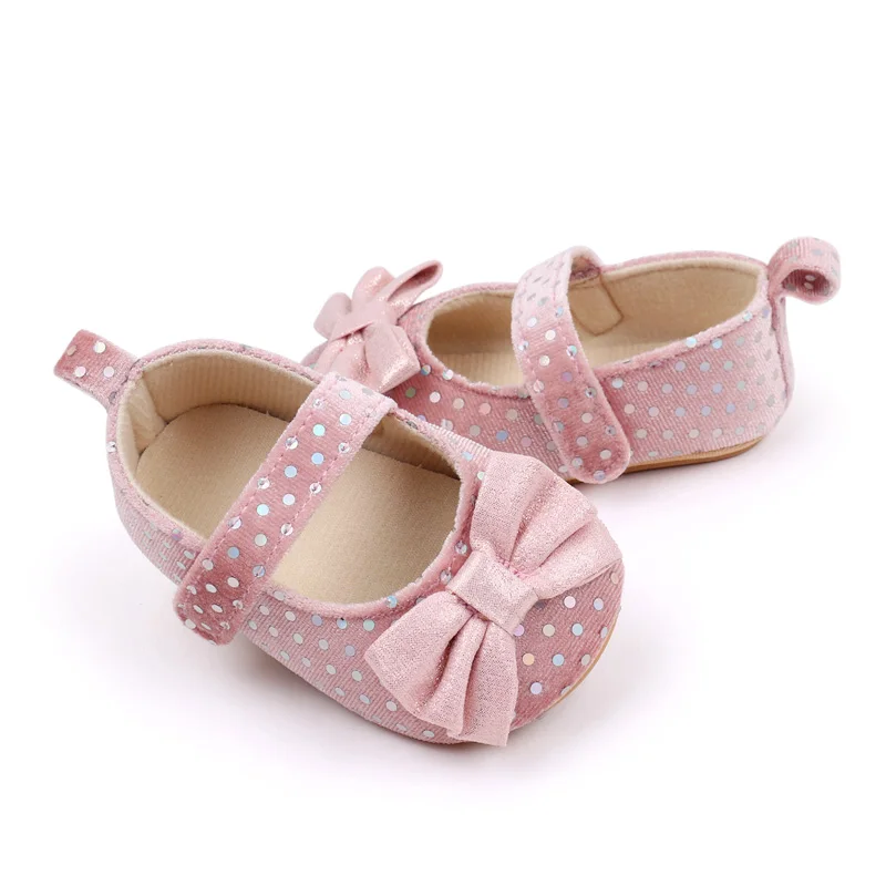 Spring and Summer Suede Polka-dot Bow Soft Soled Non-slip Baby Toddler Shoes for Girls supplier
