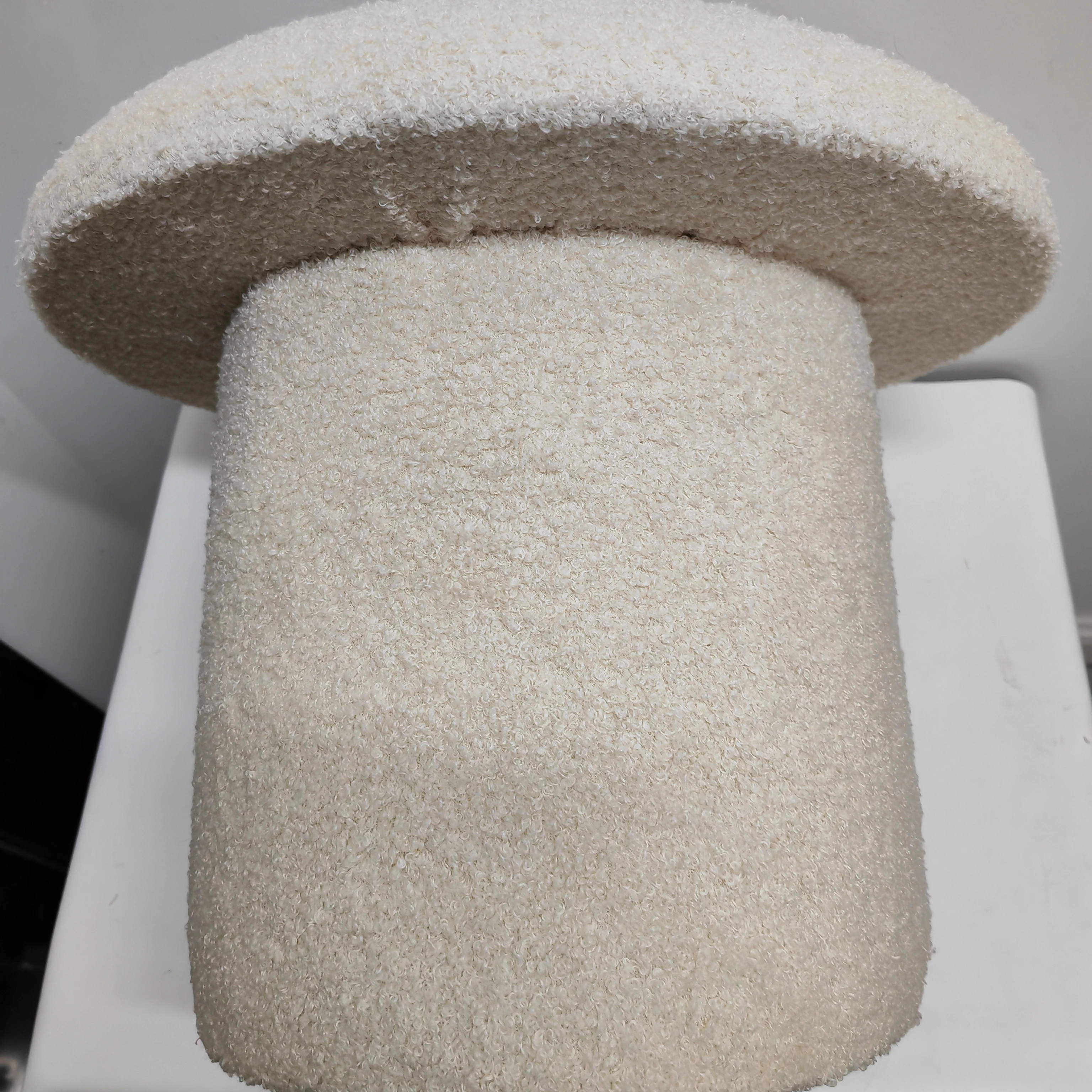 New design Teddy plush fabric  mushroom ottoman stool beige color stool