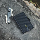 Leather Casekey High Quality Carbon Fiber Leather Slim Minimalist Wallet Fashion Men's Metal RFID Blocking Card Holder