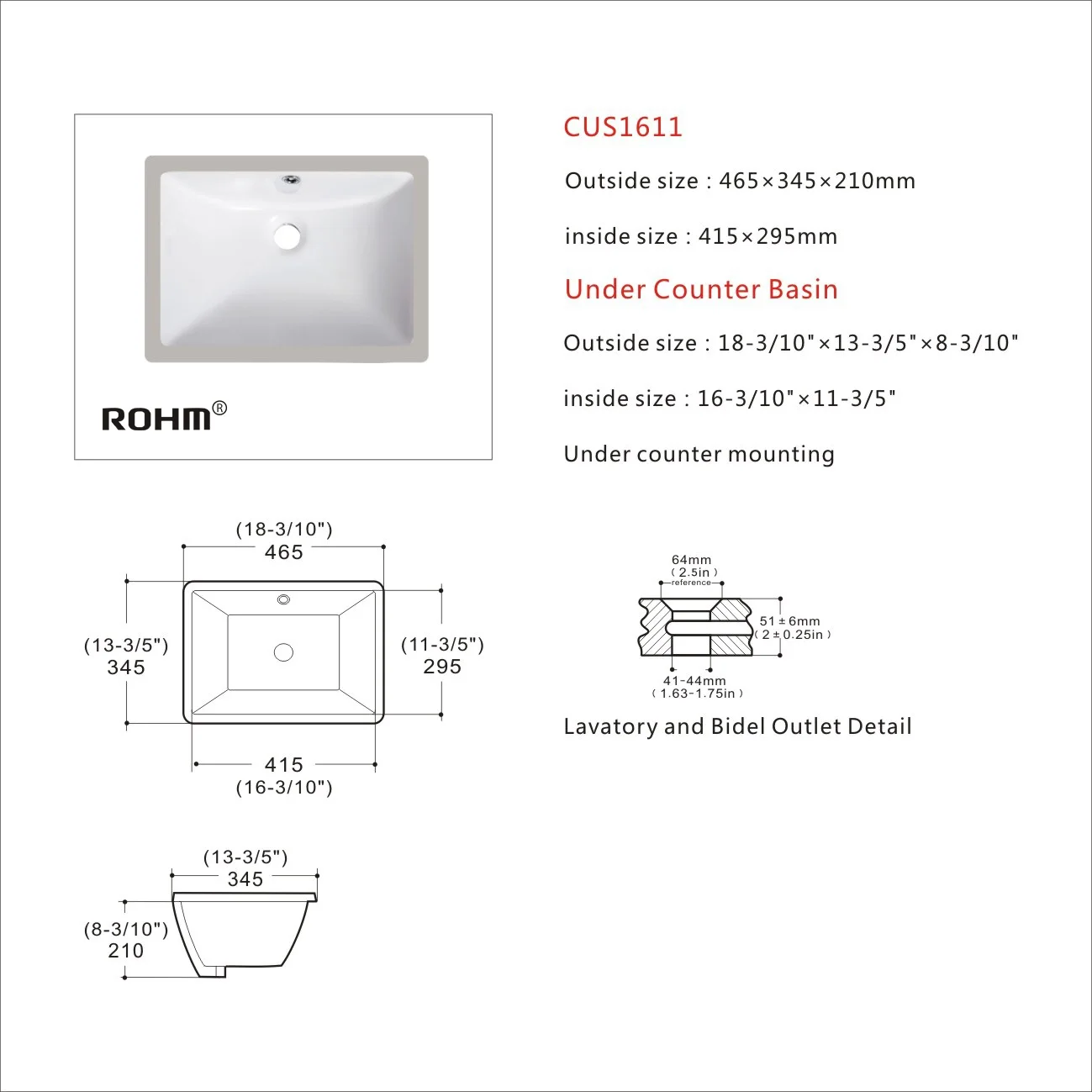 CUS1611 Bathroom Sink Wash Basin Rectangular Undermount Sink Ceramic Hand Wash Basin Vitreous China factory