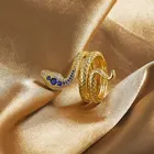 Snake Rings Woman Snake Shaped Colored Zircon Rings Gold Plated Luxury