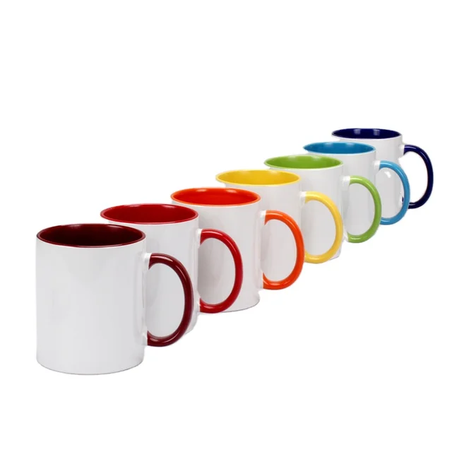 Simple inside colorful ceramic mugs can be customized LOGO coffee mugs