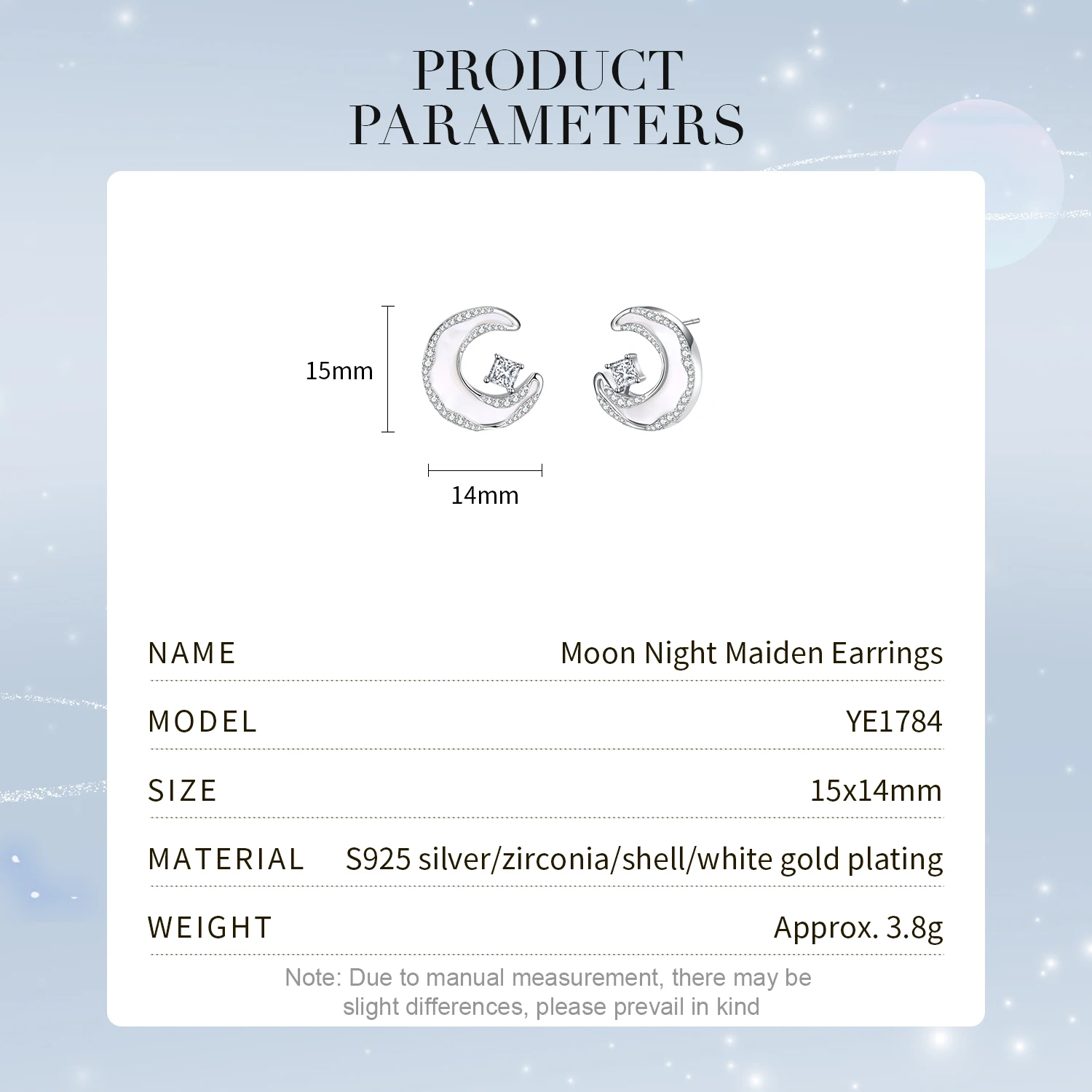 CDE YE1784 Fashion Jewelry 925 Sterling Silver Stud Earrings With Sea Shell DIY New Arrival Rhodium Plated Moon Earrings
