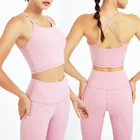 Custom Logo Womens Yoga Sets 2021 Women Active Wear Crop Workout Yoga Set Yoga Leggings