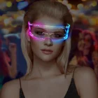 Led Led Glasses 2021 New Fashion Led Glasses Creative Technology Futuristic Cyberpunk Luminous Party Light Up Glasses