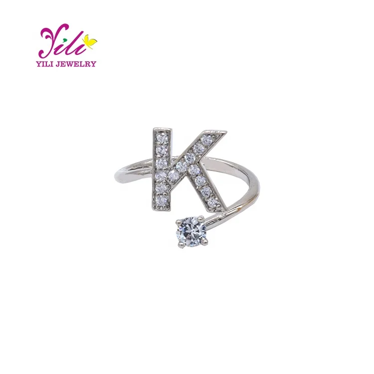 Z Letter Rings Initial Charm Sterling 