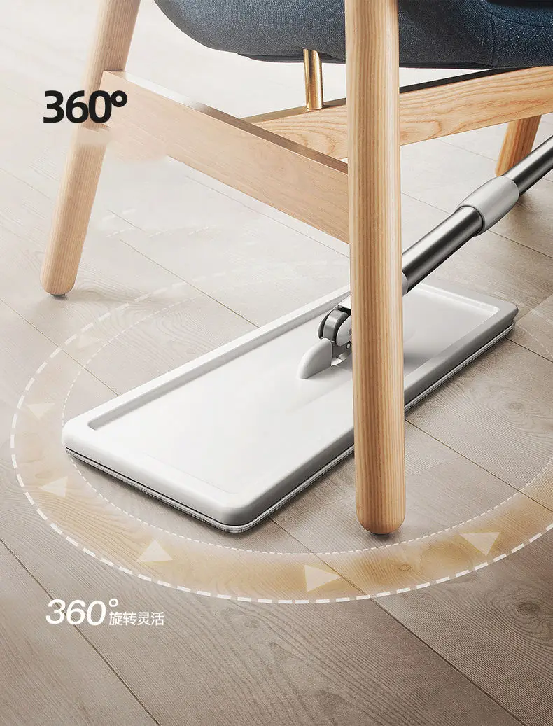 Best Seller Hands-Free Flat Mop with Bucket Microfiber Flat Mop 360 Spin Flat Floor Squeeze Cleaning Mop