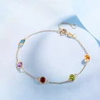 Gem 14K Gold Color Gold Gem Bracelet Women's Multicolor Topaz Peridot Bracelet Topaz