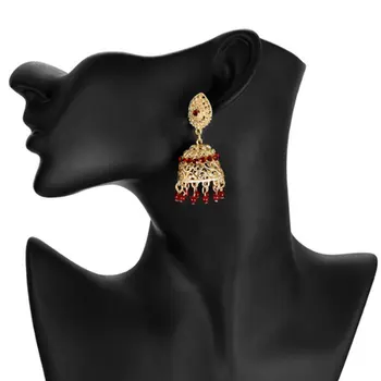 fashion red earrings indian style hanging jhumka dangle jewelry women