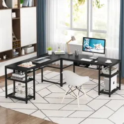 Tribesigns 70 Inch Modern L Shaped Desk Super Sturdy Computer Desks Study Table Workstation for Home Office with Hutch Bookcase
