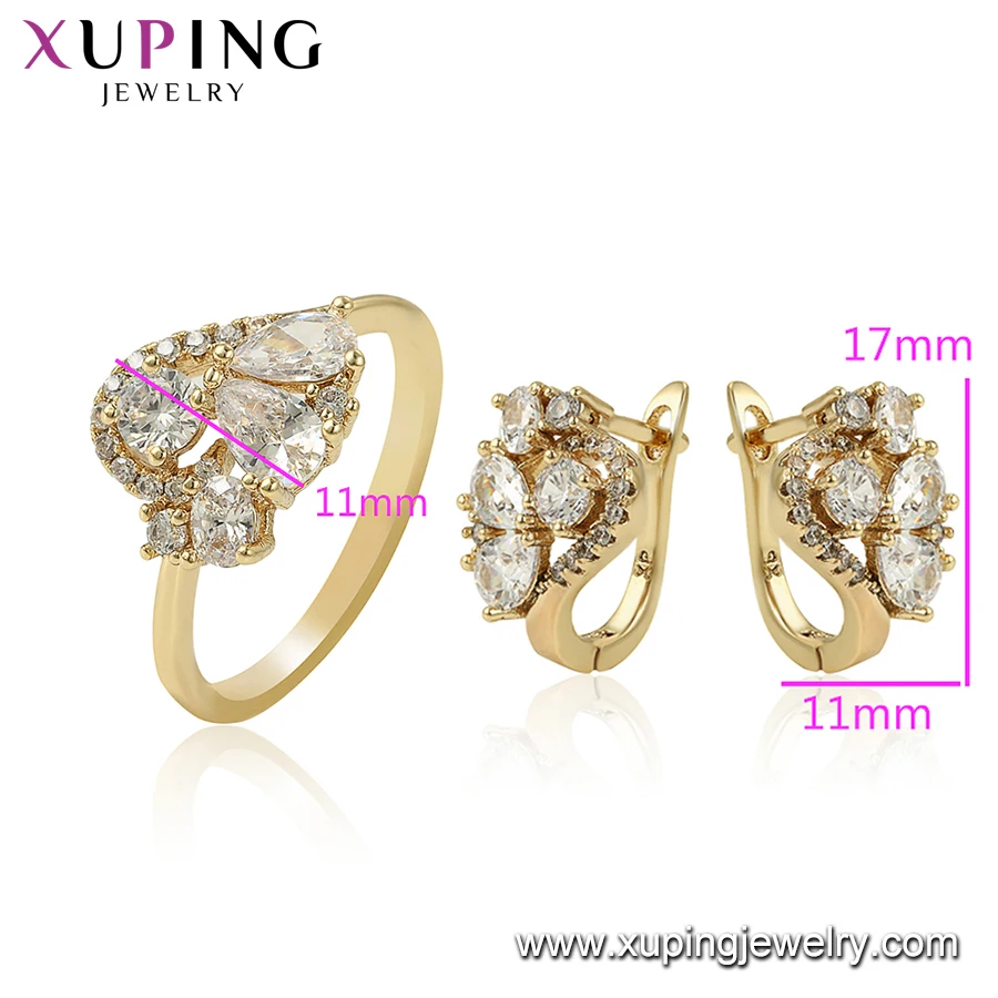 65493 xuping 14k gold color fashion stone CZ jewelry set,earring and ring set