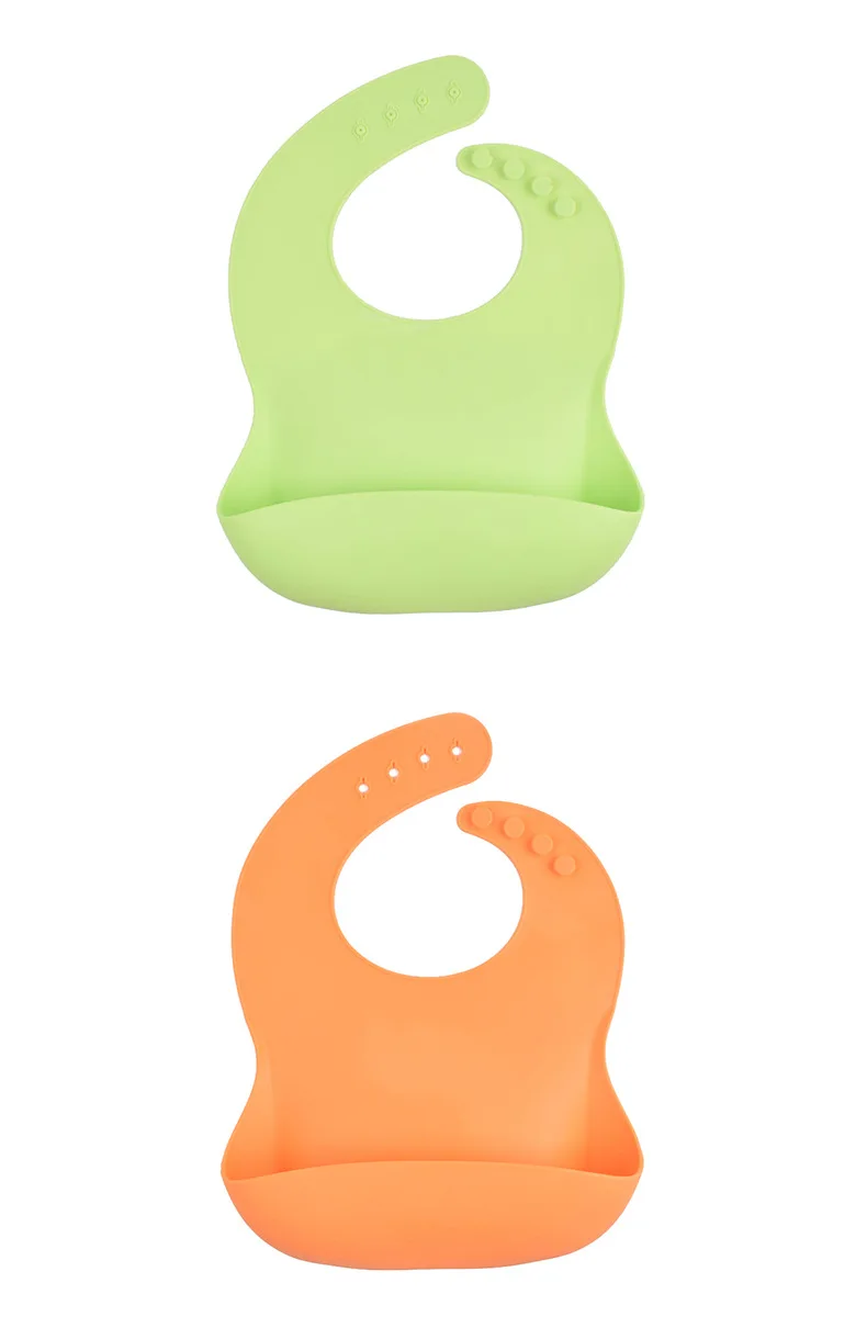 Custom High Quality Food Grade Soft Waterproof Silicone Baby Bib With Food Catcher