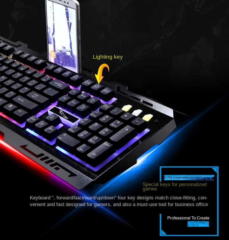 Zhuiguangbao G700 Wired Usb Metal Cafe Mouse Keyboard Suit