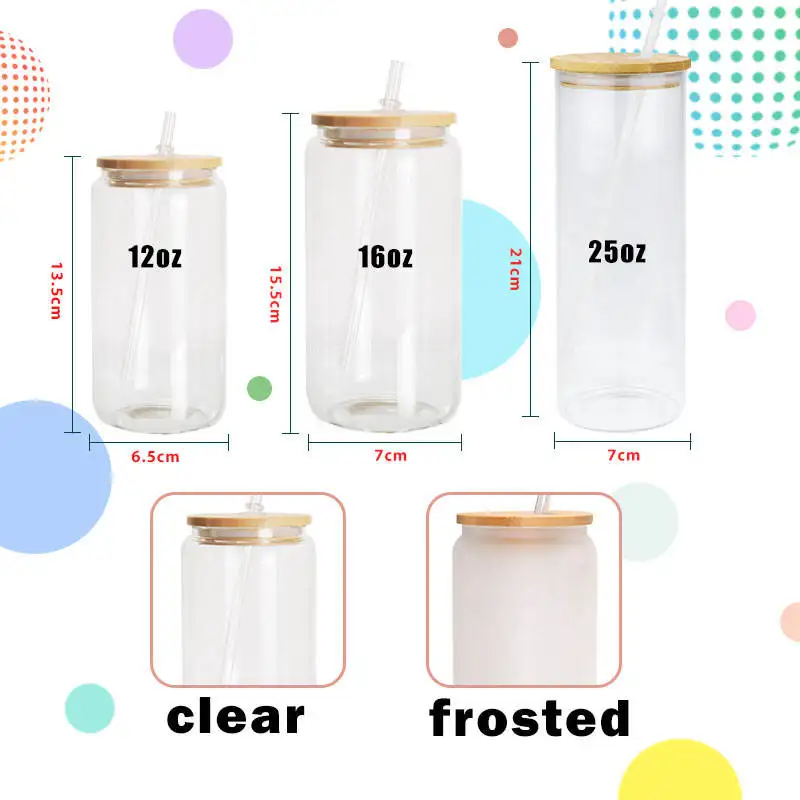 Usa Warehouse Oz Clear Frosted Sublimation Blanks Glass Mason Jar