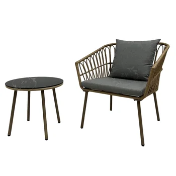 Hotsale factory wicker outdoor garden PE rattan chair with iron frame for patio use