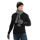 Scarf Custom Warm Wool Beanie Set Acrylic Knitted Touch Screen Winter Hat And Scarf And Gloves