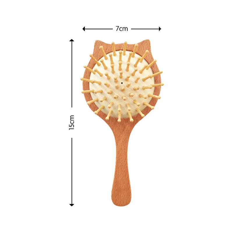 Anti-static Cute Small Cat Hair Wood Massage Comb Practical Natural Brushes Scalp Comb for Girls Women 1Pcs