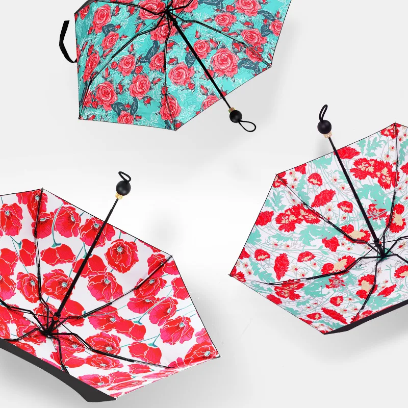 DD1305  Customized Under Canopy Printing Portable Umbrellas Windproof Portable Sun Rain Anti-UV Protection Parasol Umbrella