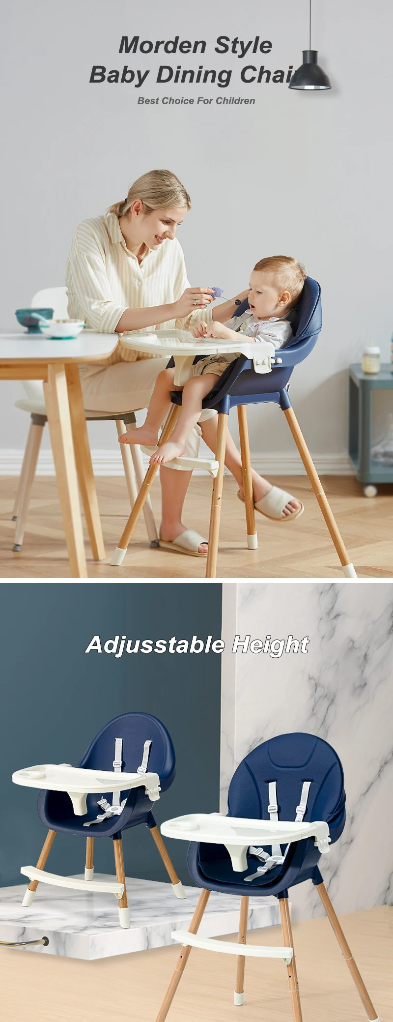 Wholesale Booster Modern Stool Portable Folding Infant Swivel for Children Plastic Kids High Feeding 3 in 1 Baby Dinning Chair manufacture