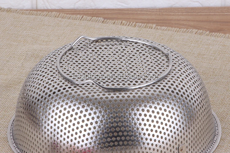 Factory Prices High Quality Kitchen Strainer Rice Noodle Colander Stainless Steel Mesh Colander_15