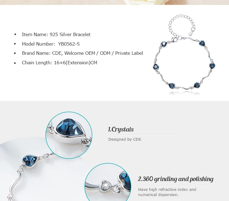 时尚饰品s925银色妇女手工手镯与石头