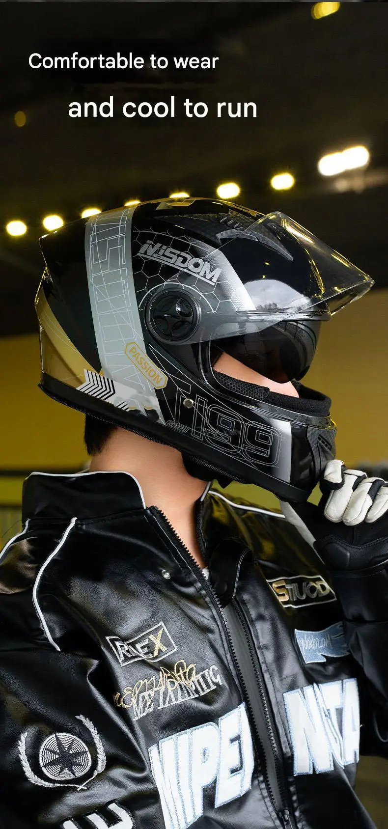 New 3C Certified DOT Approved Full Face ABS Motorcycle Helmet with Double Transparent Mirrors All Seasons