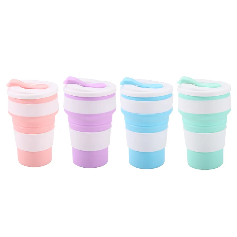 Nordic wind silicone water cup travel outdoor portable folding handy cup office high appearance level coffee cup