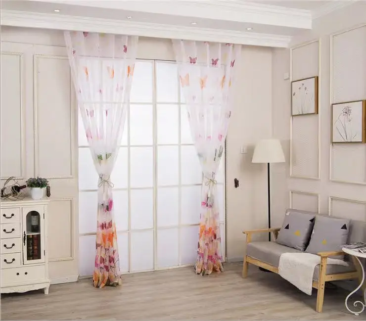 热销大蝴蝶窗装饰透明窗帘和窗帘布艺非洲蜡印