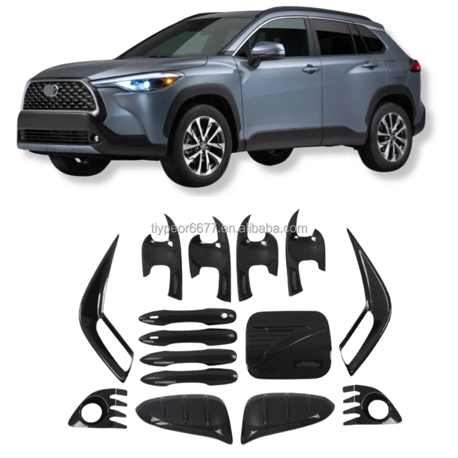 product tiypeor for toyota corolla cross 2020 door cup protectors handles mirrors fog light headlight fuel tank cover body trims kit503-3
