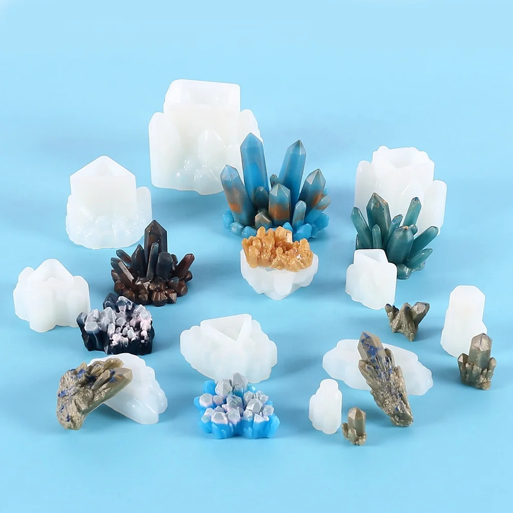 DIY Plaster Candle Tools Crystal Cluster Stone Decorations Epoxy Resin Mold Irregular Ore Spar Ornaments Casting Silicone Mold