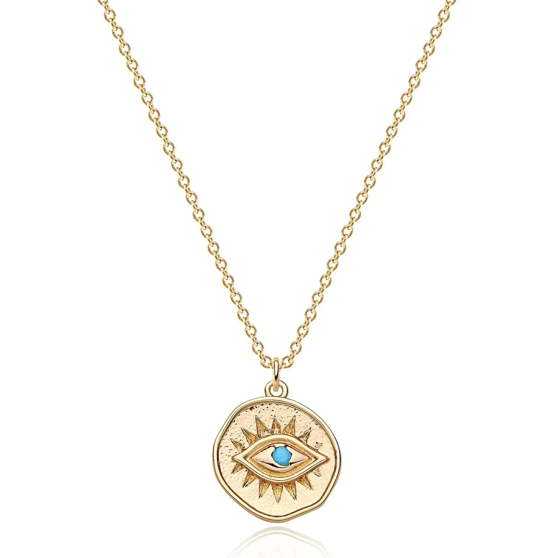 18k Gold Eye Of Horus Coin Necklace 