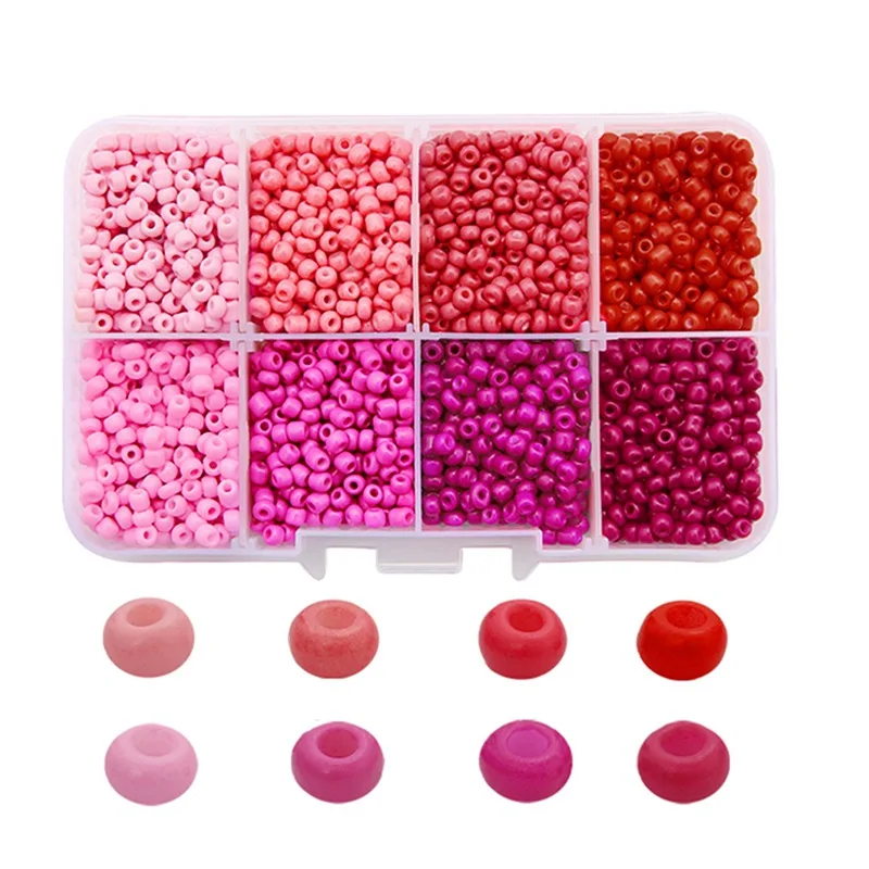 8 Grids 3mm Solid Colored Glass Seed Beads Handmade Diy Bracelet Making Kits Accessories Beads
