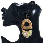 Wood Hoop Earrings Earrings Wholesale Fashion Summer Handmade Wood Bamboo Pendant Hoop Earrings