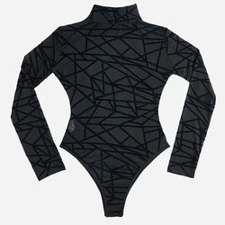 Dear-Lover Wholesale See Through Sexy Sheer Mesh One Piece Long Sleeve Bodysuits for Women Lingerie