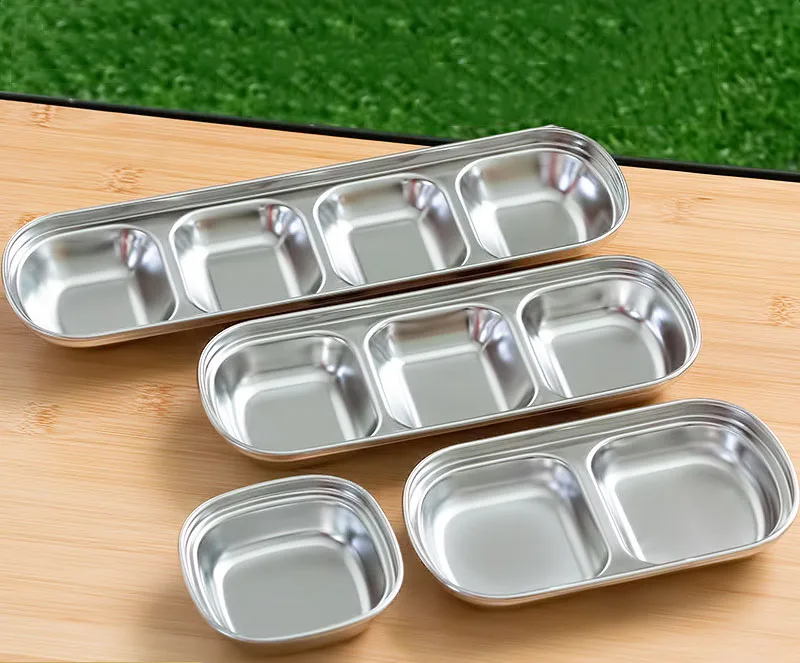 Customized Eco-Friendly Stainless Steel Square Korean Dipping Dish BBQ Hot Pot Meat Home Use Minimalist Design Sauce 100pcs details