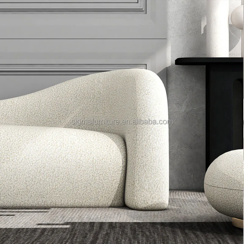 Modern luxury indoor furniture living room lamb wool curved sofa
