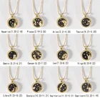 Pendant New Design Coin Pendant White And Black Minimalist Horoscope Zodiac Necklace