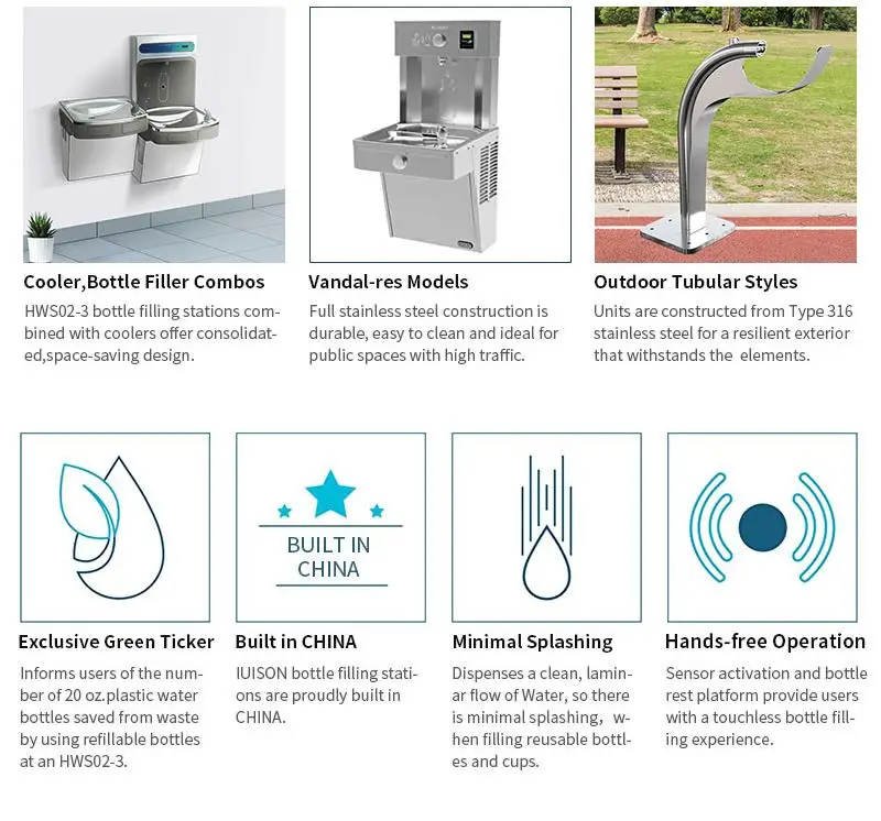 domestic direct wall mounted drinking fountain with bottle refill
