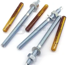 Quality Resin Capsule Adhesive Chemical Anchor nuts &spring wisher Carborn steel Full threaded rod stud Chemical bolt  Anchor