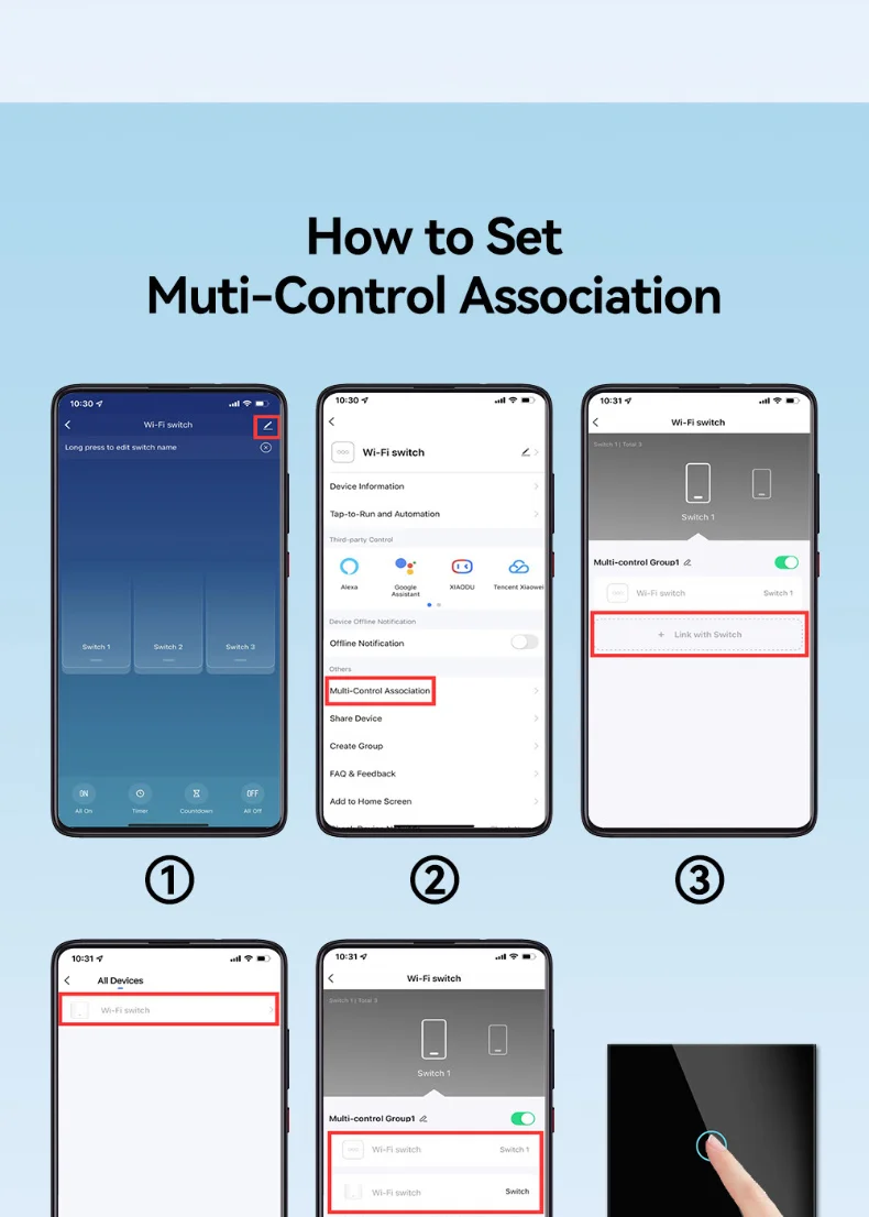 EU 1/2/3 Gang Tuya WiFi Smart RF433 Remote Control Touch Panel Wall Switch Support Voice Control
