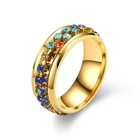 Diamond Ring Diamond Studded Stainless Steel Rotating Women's Ring