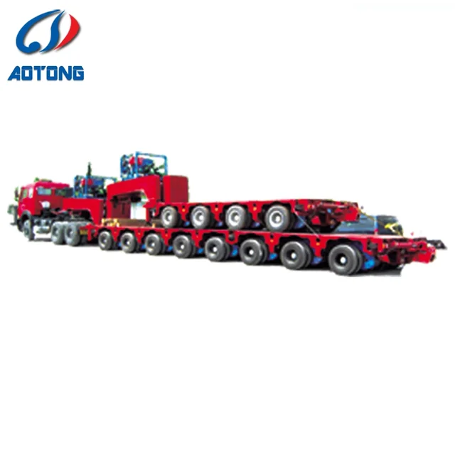 Over Heavy duty lift steering engine power lowbed semi truck trailer with platform